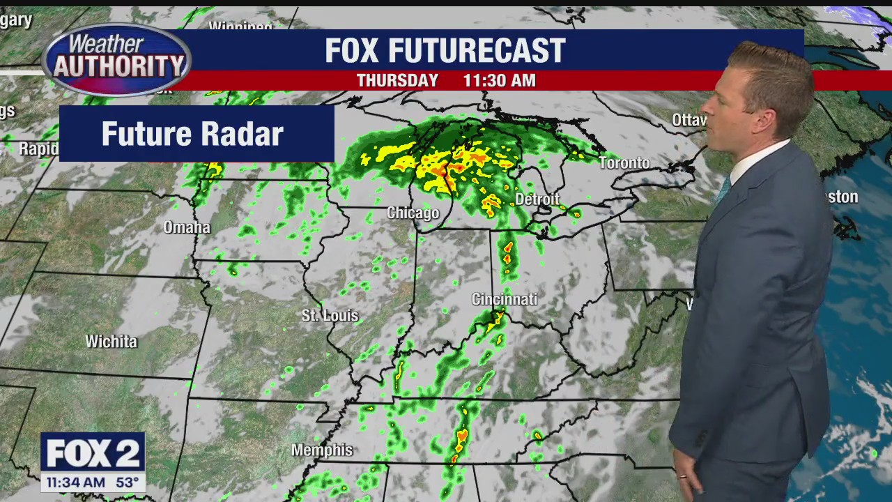 Spotty showers and storms continue on Thursday