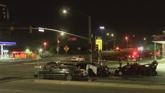 Woman, child among those killed in fiery 8-car crash in Rialto