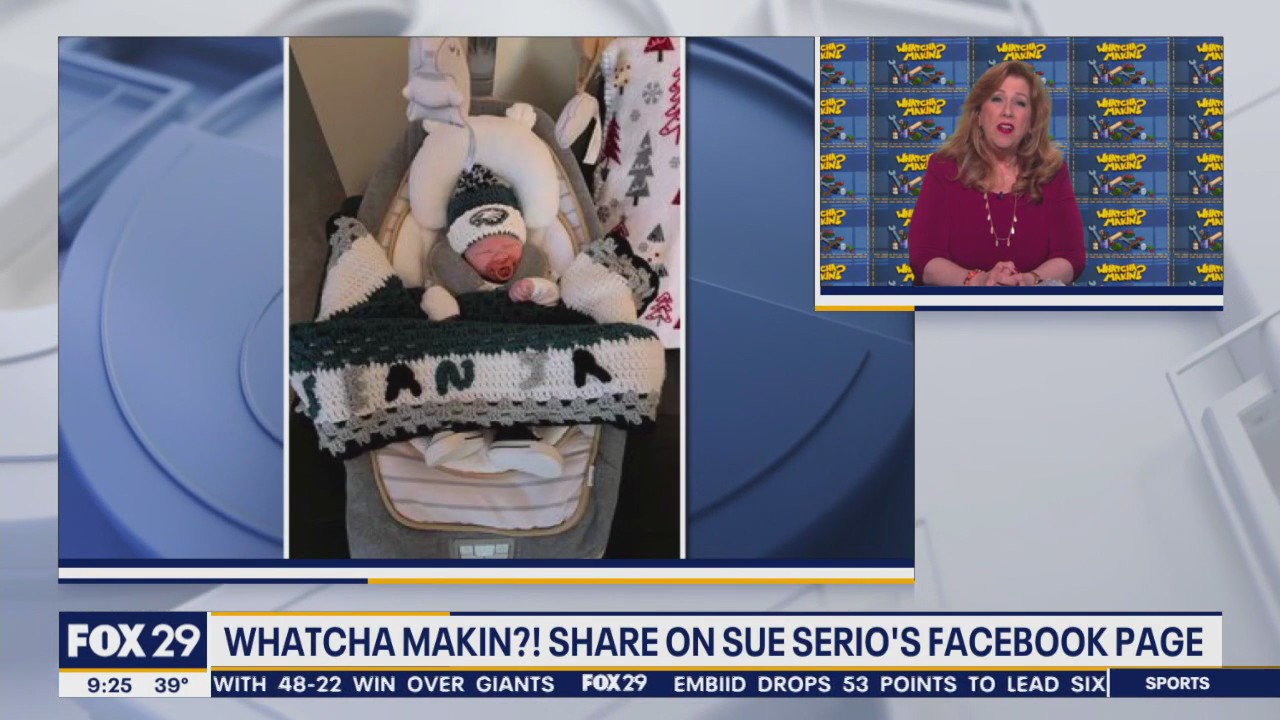 Whatcha Makin? Eagles baby blanket and hat