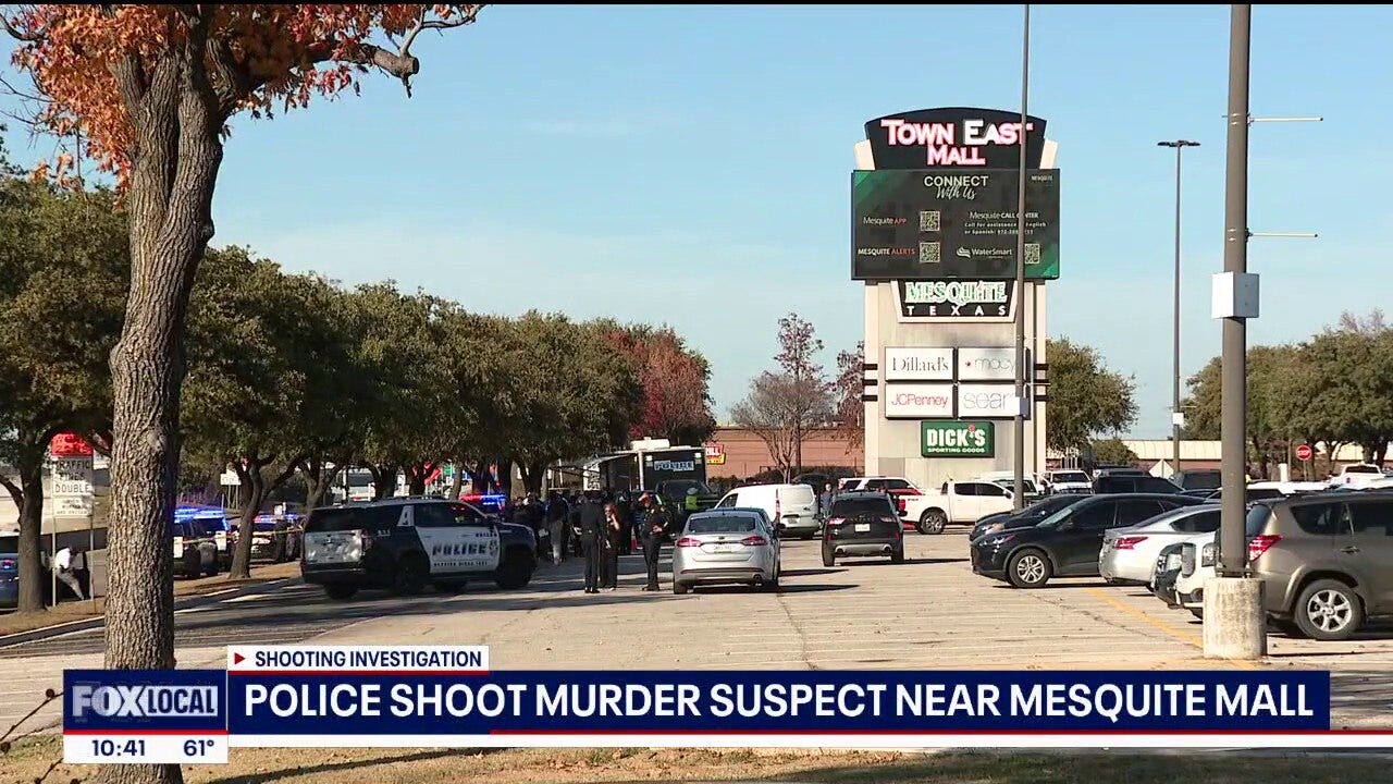 Police shoot murder suspect near mall in Texas
