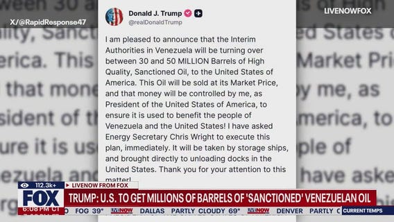Trump: US to get 30-50 million barrels of oil from Venezuela