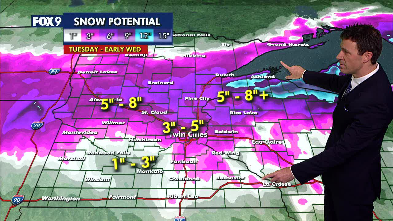 MN weather: Timeline for Tuesday-Wednesday winter storm