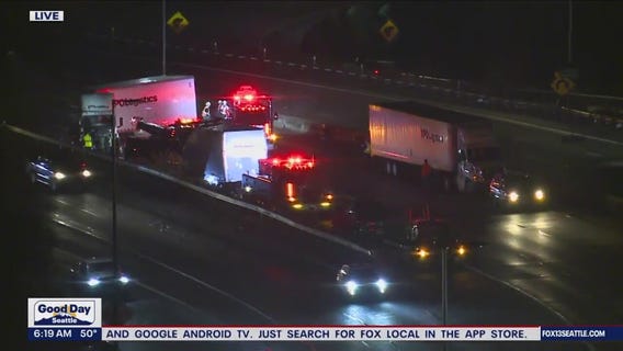 I-5 in Olympia blocked after semi-truck rollover crash