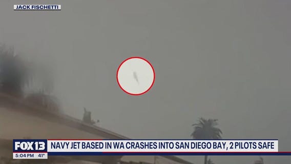 Navy jet based in WA crashes into San Diego Bay