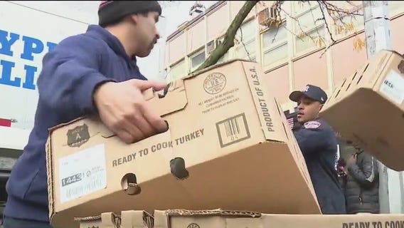 NYPD hands out Thanksgiving turkeys