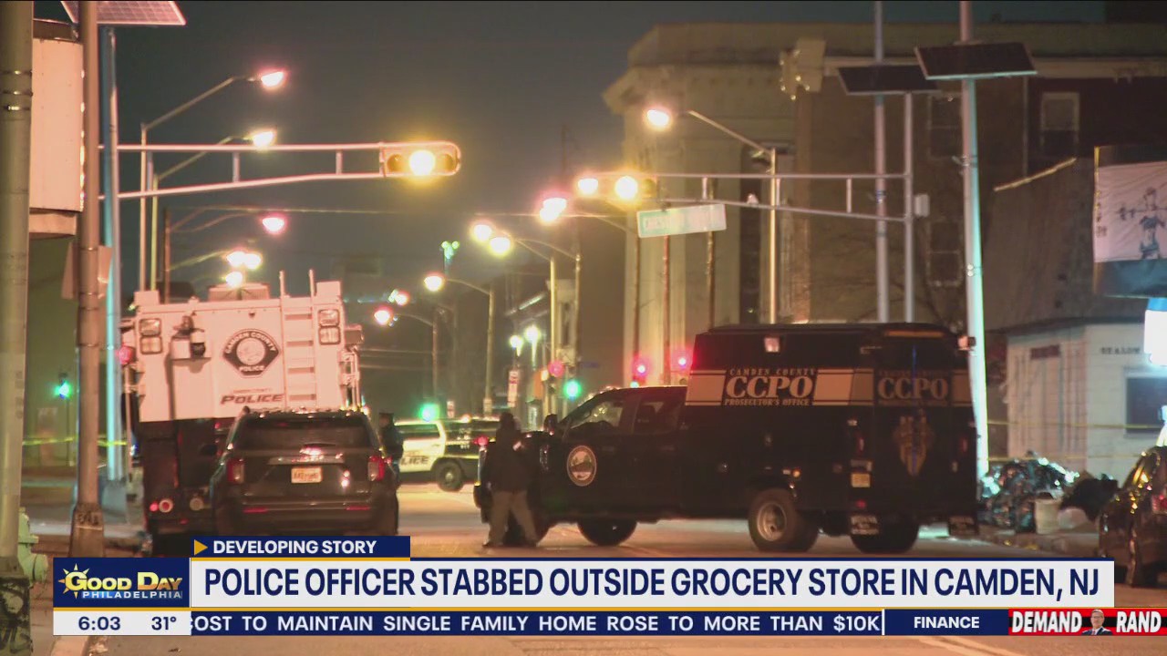 Officer critically stabbed outside Camden grocery store; suspect in custody