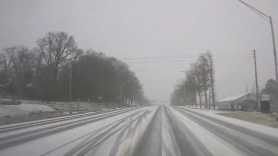 Snow causing road hazards in LaGrange