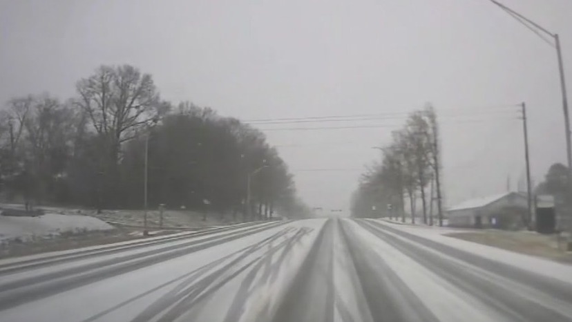 Snow causing road hazards in LaGrange