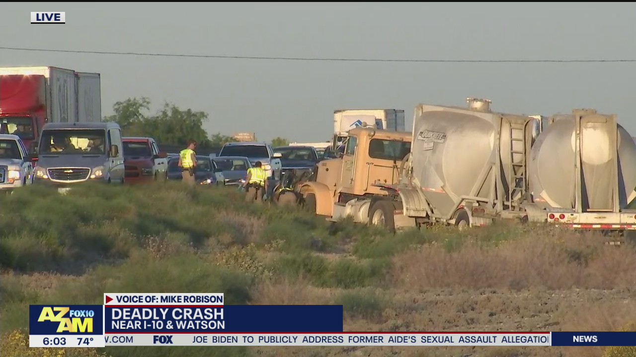 Westbound I-10 closed near Watson Road due to deadly crash | FOX 10 Phoenix