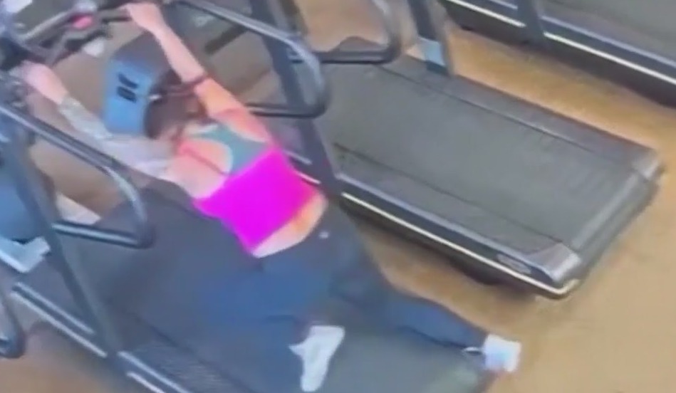 Woman loses pants on treadmill