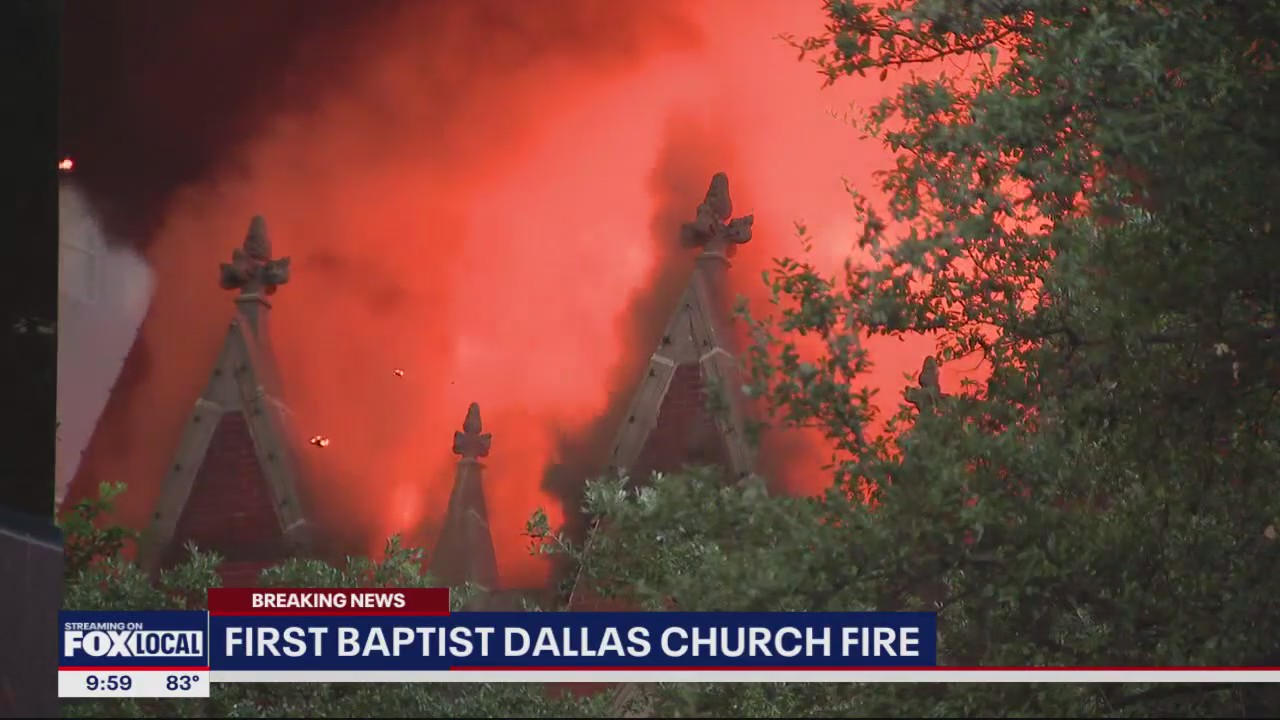 First Baptist Church building catches on fire
