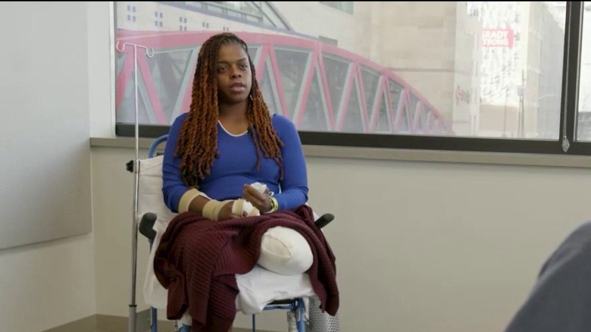 Firefighter who lost her leg leaves hospital