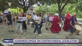 Protestors call for vetoes from Gov. Abbot in Austin