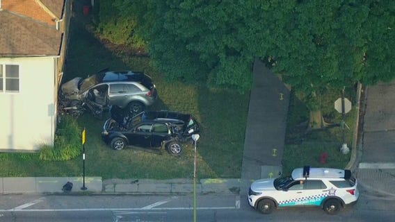 Driver strikes another vehicle, crashes into Jefferson Park home