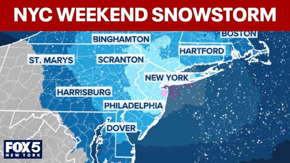 How much will it snow this weekend in NYC?
