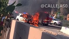 San Bernardino shooting: Witness shares video of burning cruiser