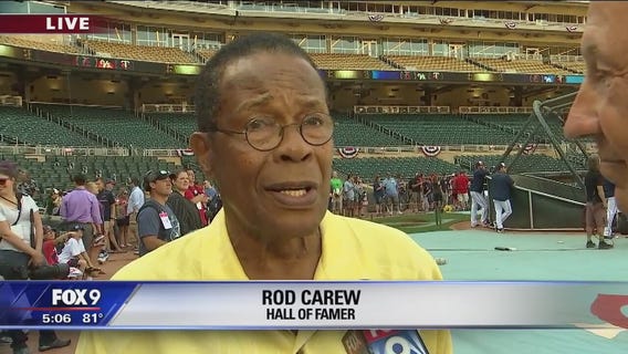 Hall of Famer Rod Carew tosses first pitch at Twins game