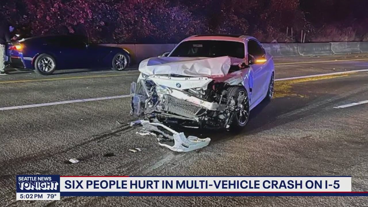 I-5 pileup injures six, closes freeway for hours