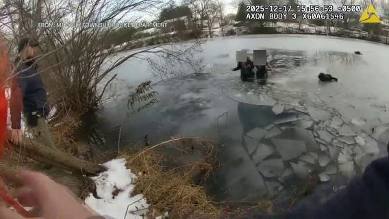 Body cam footage shows kids rescued from frozen lake in Mounty Holly