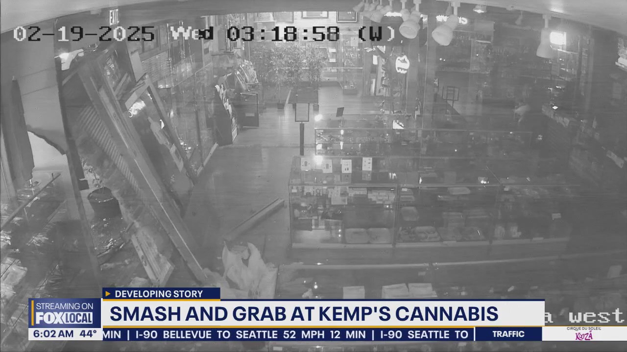 Smash-and-grab at Kemp's Cannabis in Seattle | FOX 13 Seattle