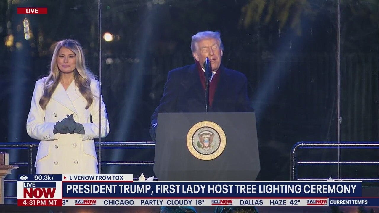 Trump, Melania attend Christmas tree lighting