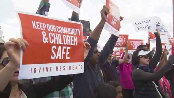 Protesters do not want park in Irvine to be homeless encampment