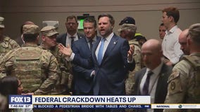 Vance, Hegseth met by protesters during Washington, D.C. Union Station visit