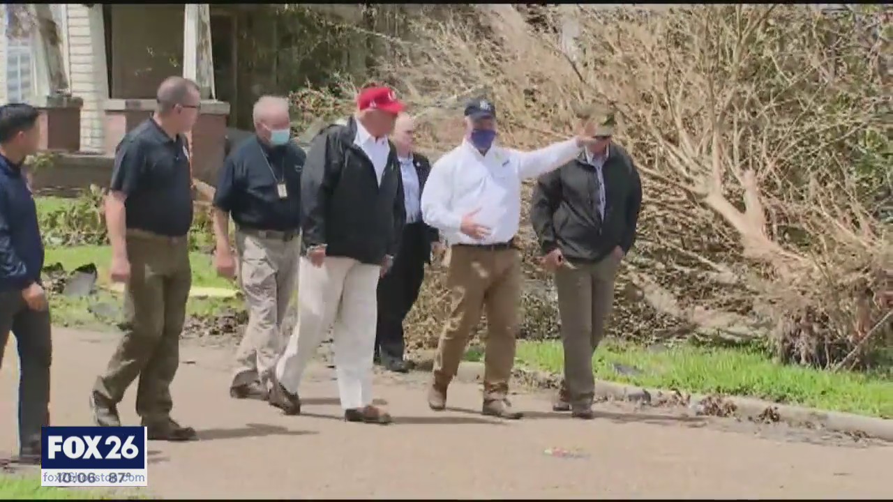 President Donald Trump tours Hurricane Laura damage