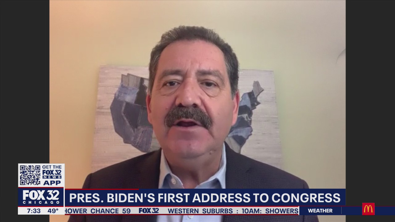Rep. Chuy Garcia reacts to President Biden's first address to Congress