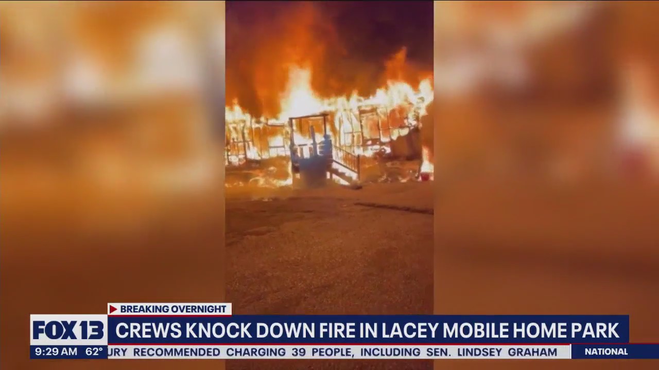 Crews knock down fire in Lacey mobile home park