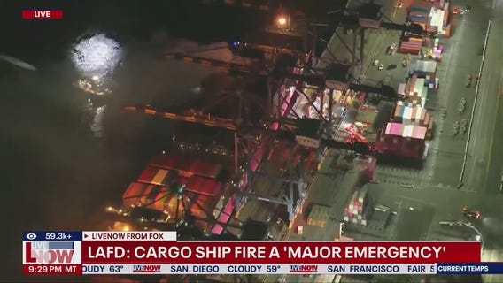 Crew evacuated after cargo ship fire in L.A.