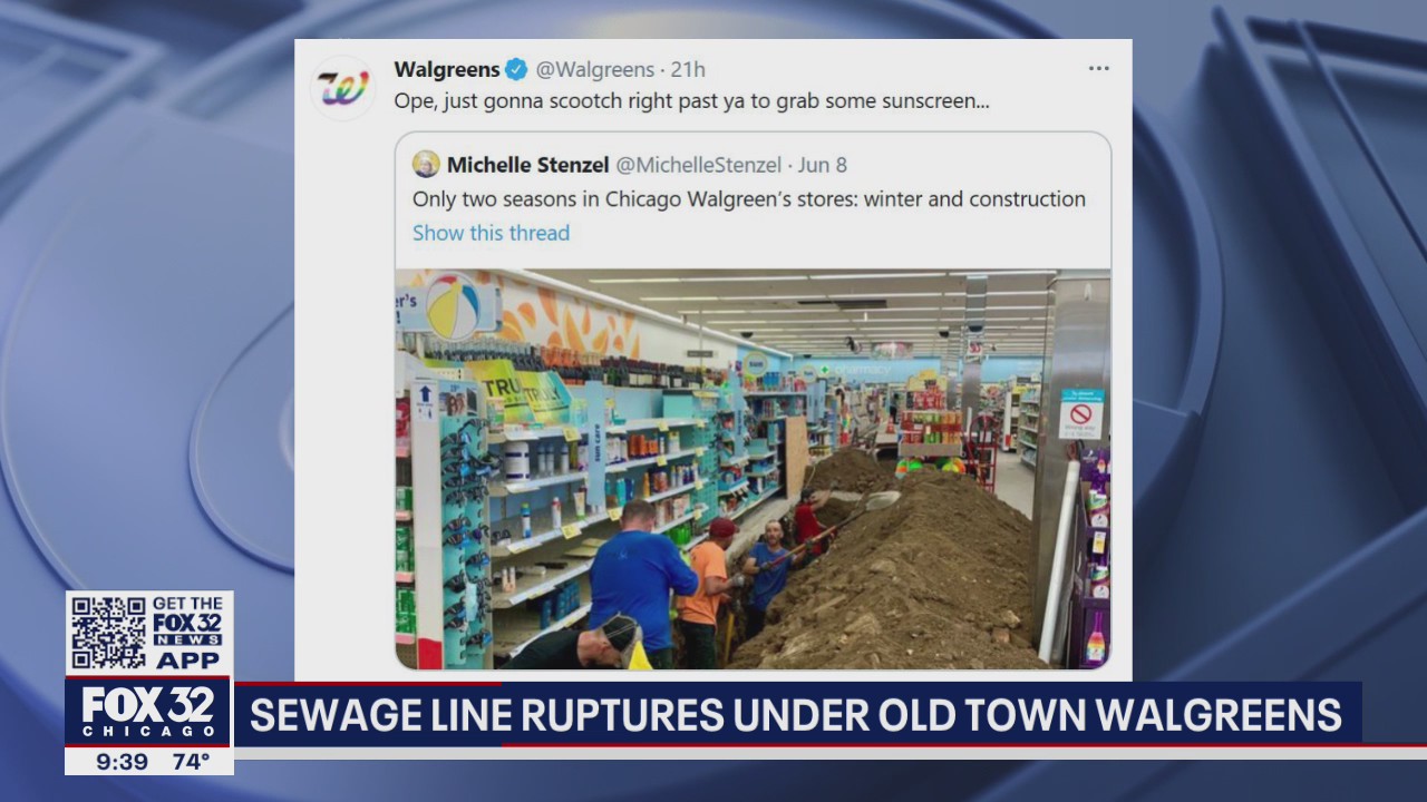 Sewage line ruptures under Chicago Walgreens