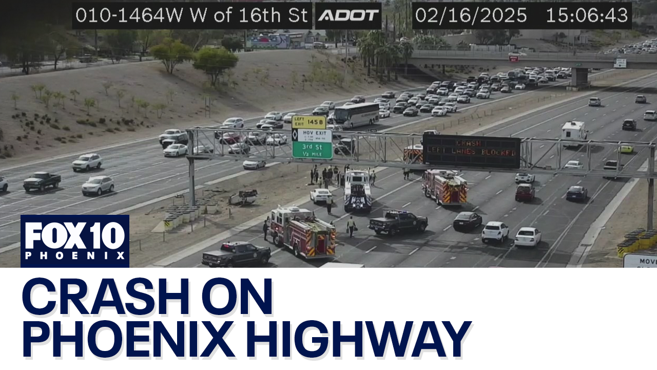 I-10 crash in Phoenix leaves car on its roof