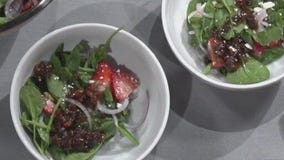 Spinach, basil & strawberry salad recipe from H-E-B