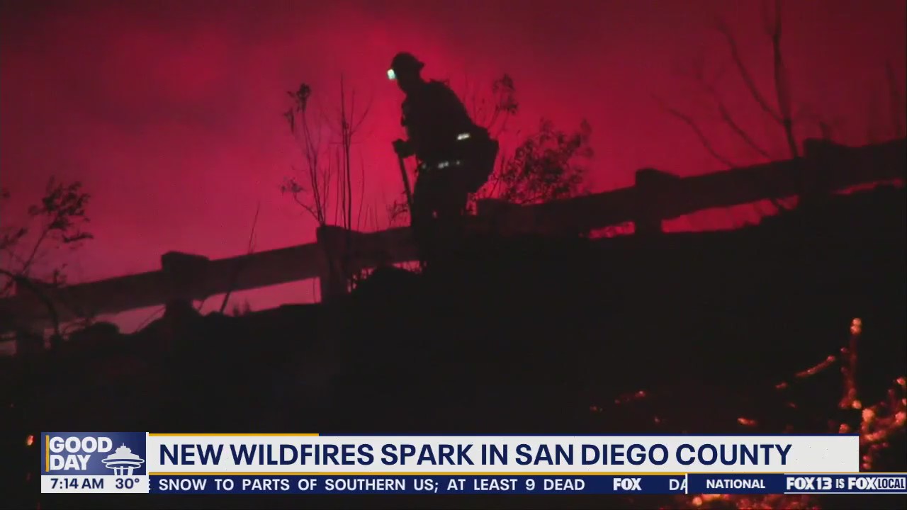 New wildfires spark in San Diego, CA: Wednesday update