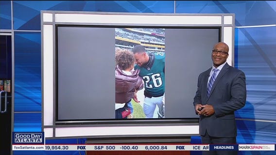 Saquon Barkley heartwarming pregame handshake with daughter