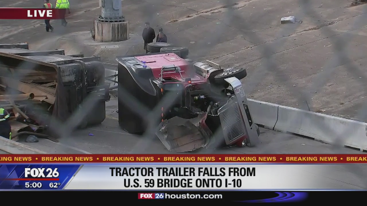 18-wheeler truck falls from overpass