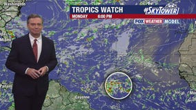 Post Tropical Storm Imelda weakens over open water