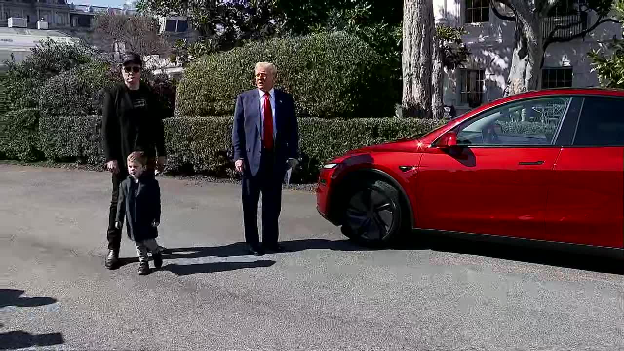 Donald Trump buys a Tesla from Elon Musk at White House [RAW]