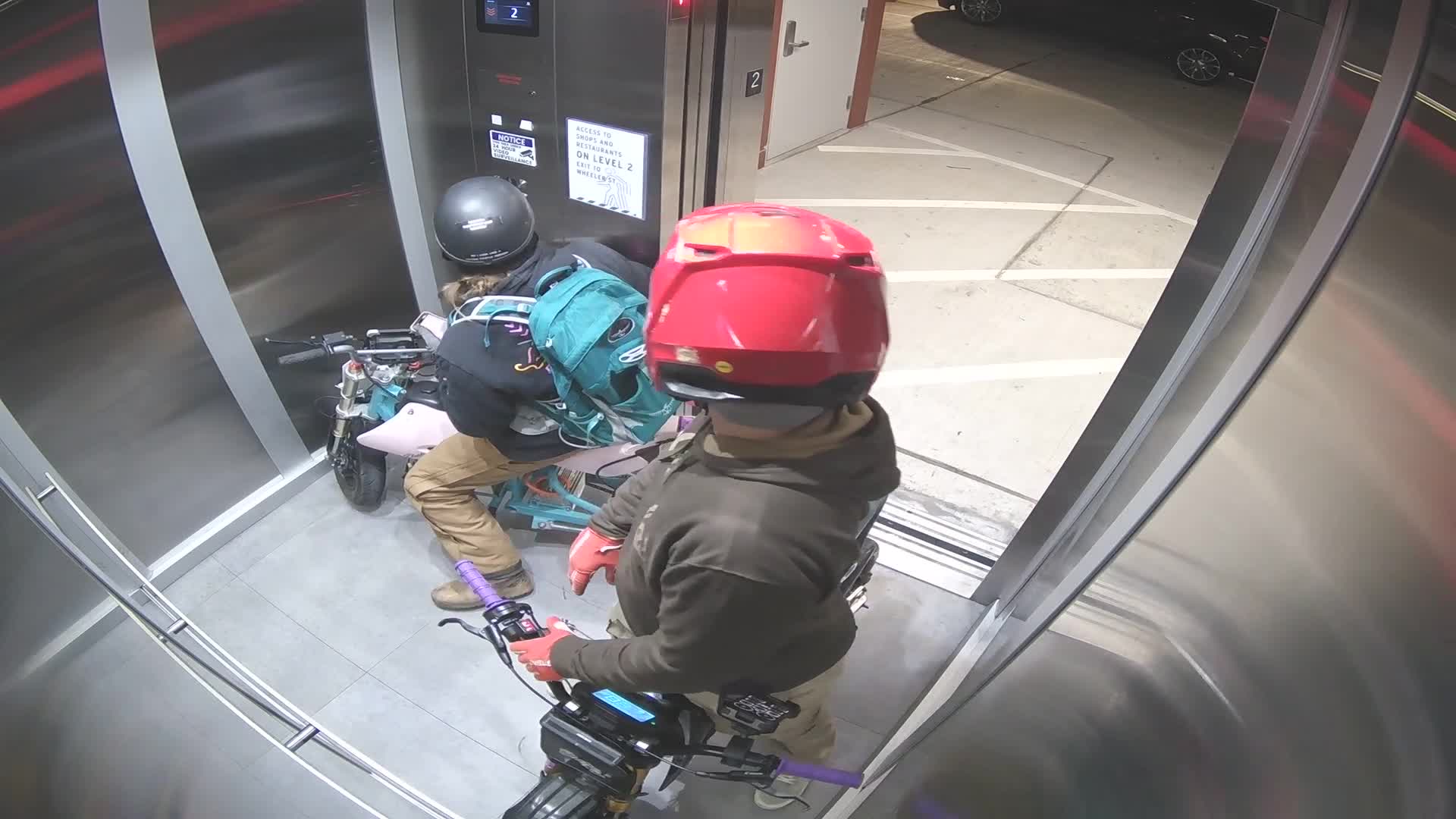 Mini motorbike riders damage elevator, police say