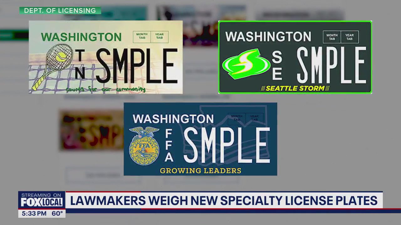 WA lawmakers weigh specialty license plates