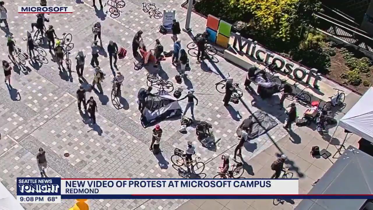 New video of protest at Microsoft campus