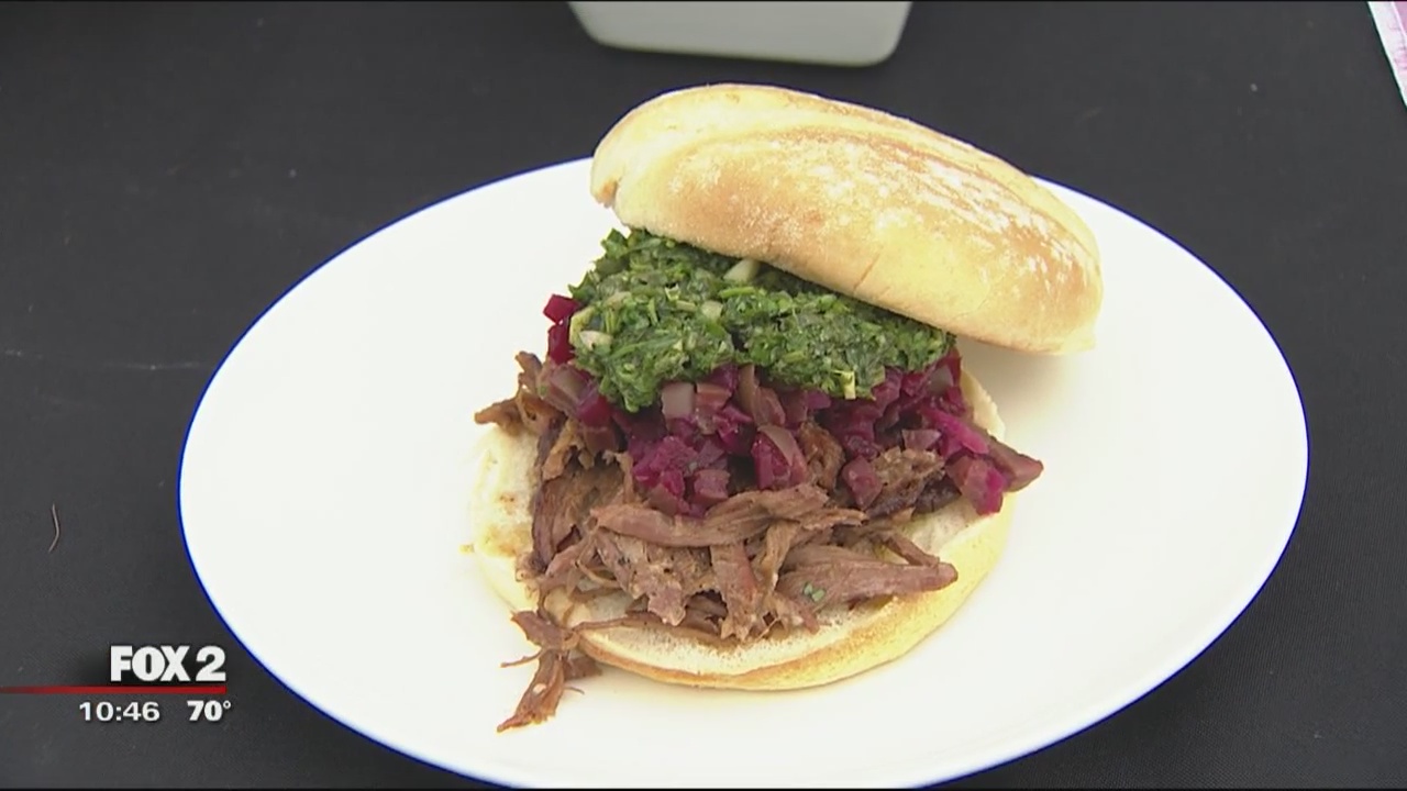 Drunken Rooster's smoked lamb sandwich