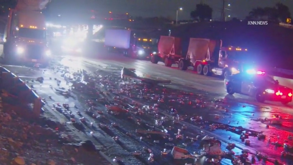 Spilled beer snarls traffic on 210 Freeway