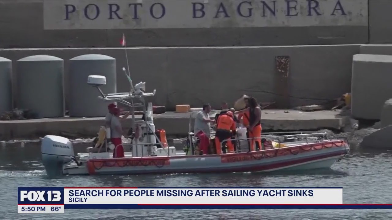 Six people missing after sailing yacht sinks in Sicily