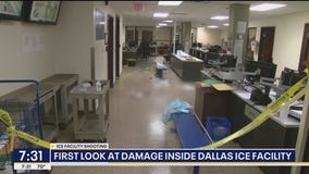 1st look at shooting damage inside Dallas ICE facility