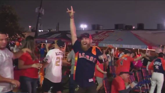 Houston Astros fans celebrate ALDS win