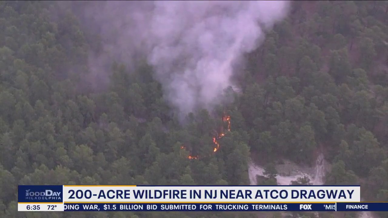 200-acre wildfire burns neat Atco Dragway in South Jersey