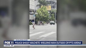 Man swings machete outside Crypto.com Arena