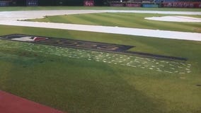World Series logo painted on Chase Field